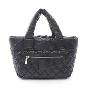 CHANEL Coco Cocoon Small Tote Bag, Nylon, Women's, Black and Bordeaux